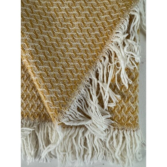 ANTONIO SALGADO Goldenrod Yellow Cotton Jacquard Throw Blanket 65x48 - Picture 4 of 5